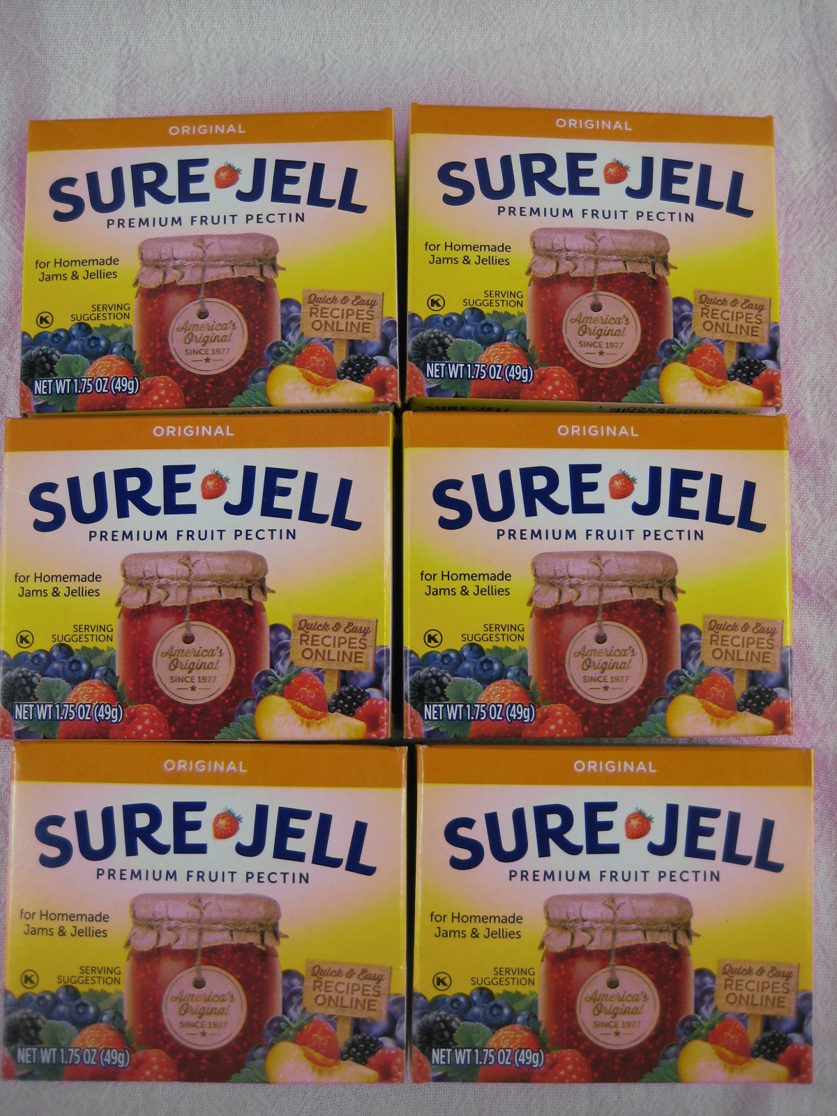 Sure Jell ORIGINAL Premium Fruit Pectin 1.75 oz Per Box Lot of 6 Exp 2028