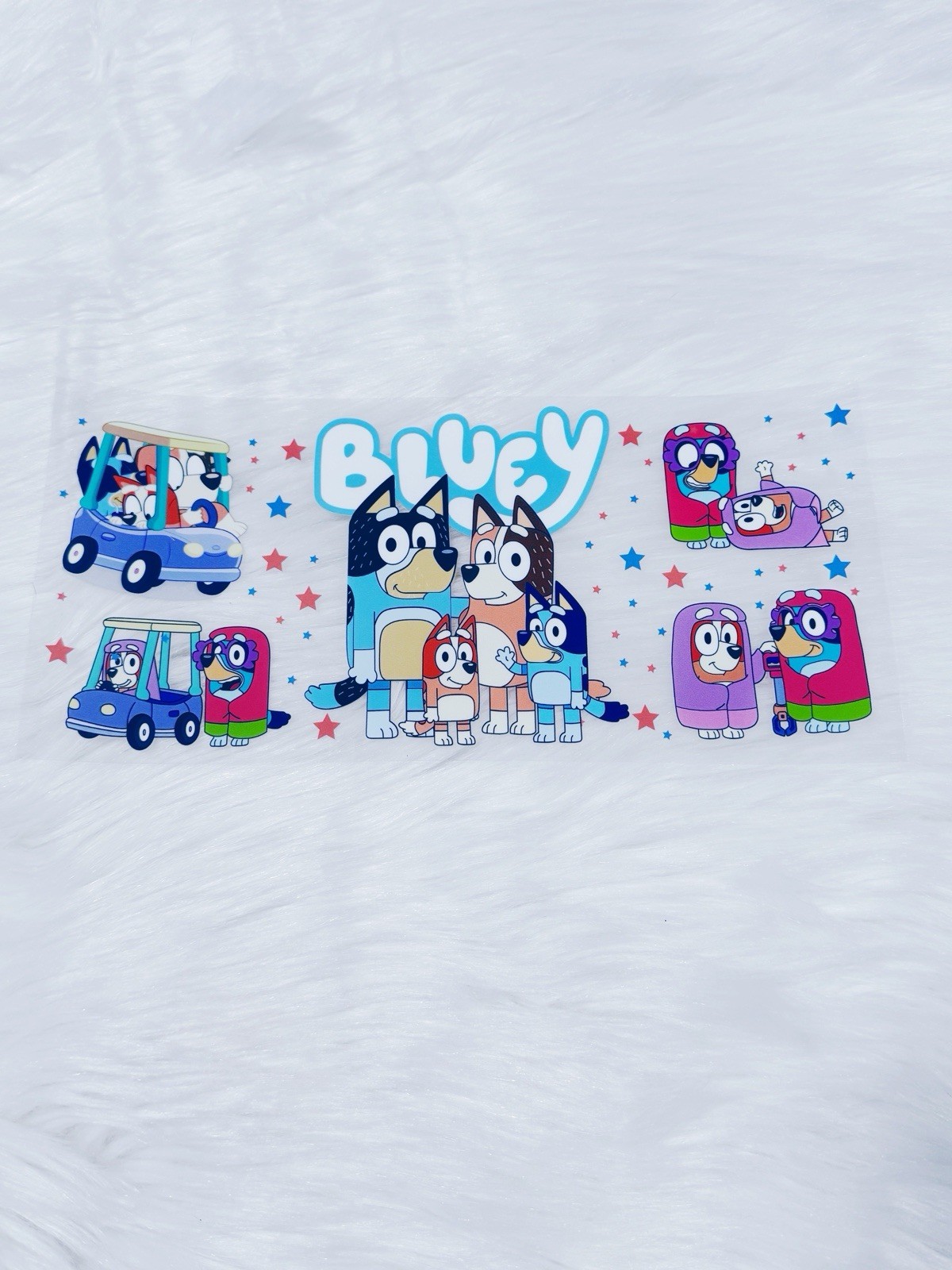 Bluey UV DTF Cup Wraps for 16 oz Glass Cups, 8 Sheets Transfers Variety