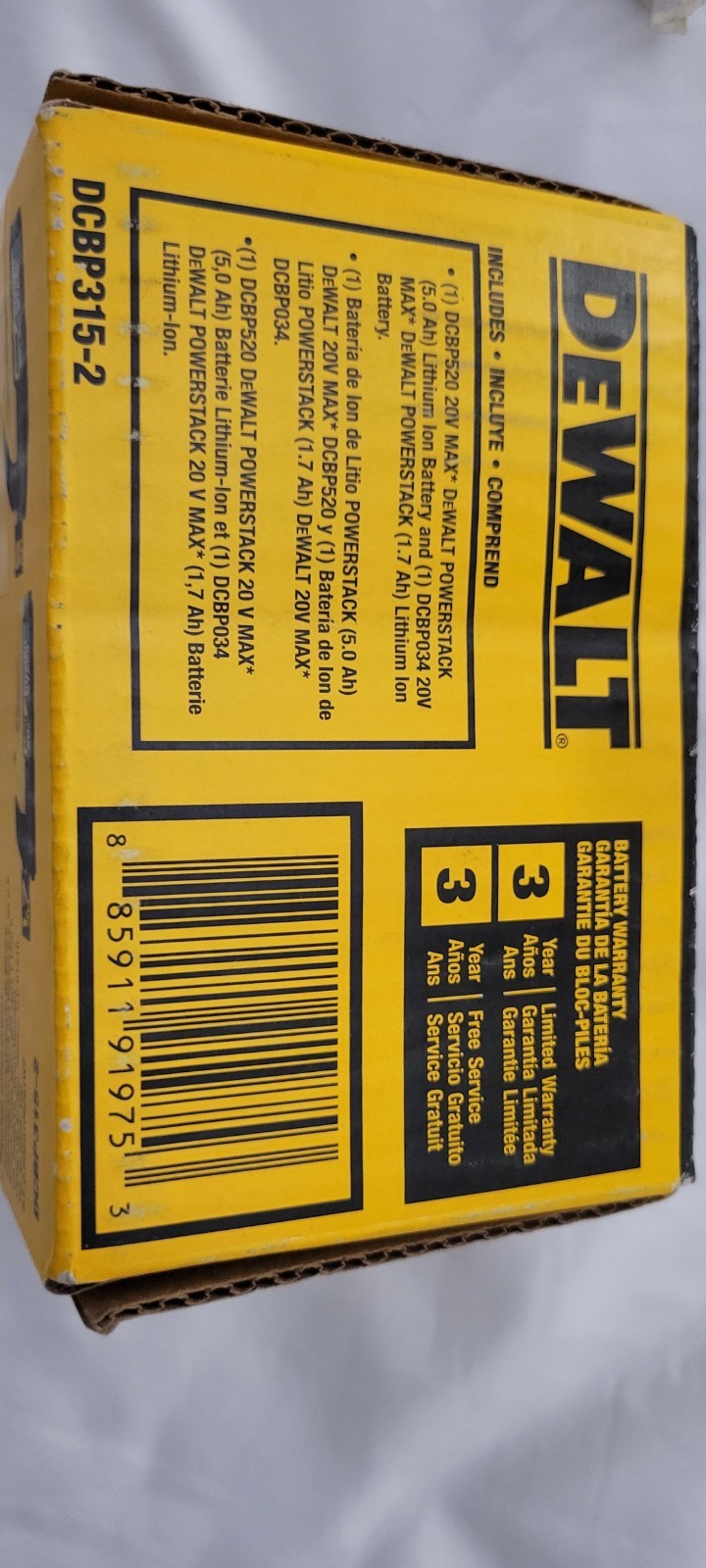 DeWalt Powerstack 20V 5Ah & 1.7Ah Battery 2-Pack DCBP315-2 ~ BRAND NEW SEALED