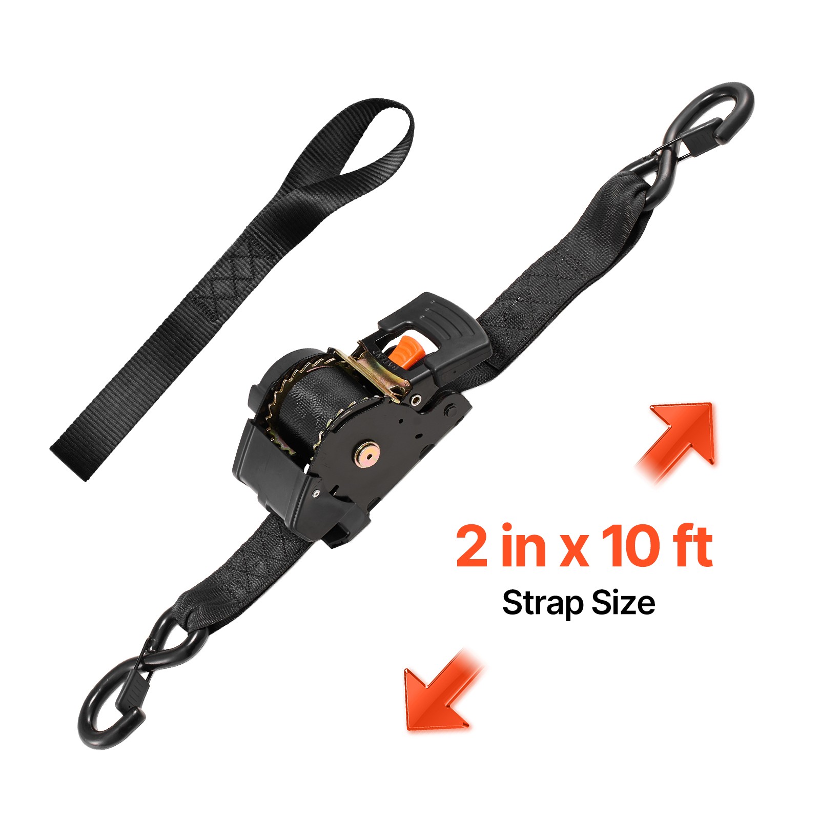 Uimoso 2 Pack 2″ x 10′ Retractable Ratchet Tie Down Straps, 3033 lbs Capacity
