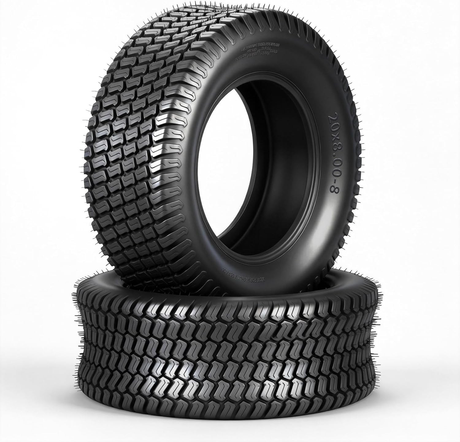 20×8.00-8 Lawn Mower Turf Tires (Set of 2), 4 Ply Turf S Pattern 20x8x8 Tubeless