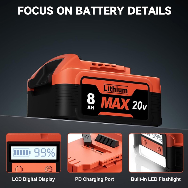 For DeWalt 20V 20 Volt Max 8.0AH Lithium Ion Battery DCB206-2 DCB205-2 DCB200-2