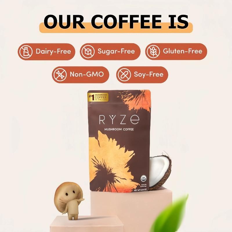 2PackMushroom Coffee Starter Kit, USDA Organic Instant Coffee with 6 Adaptogenic