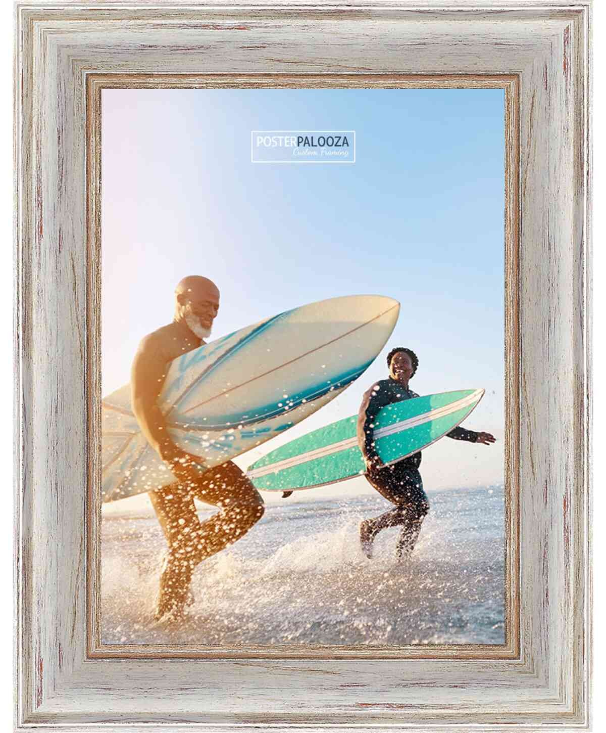Weathered White Picture Frame – UV Acrylic,Backing, Hanging Hardware