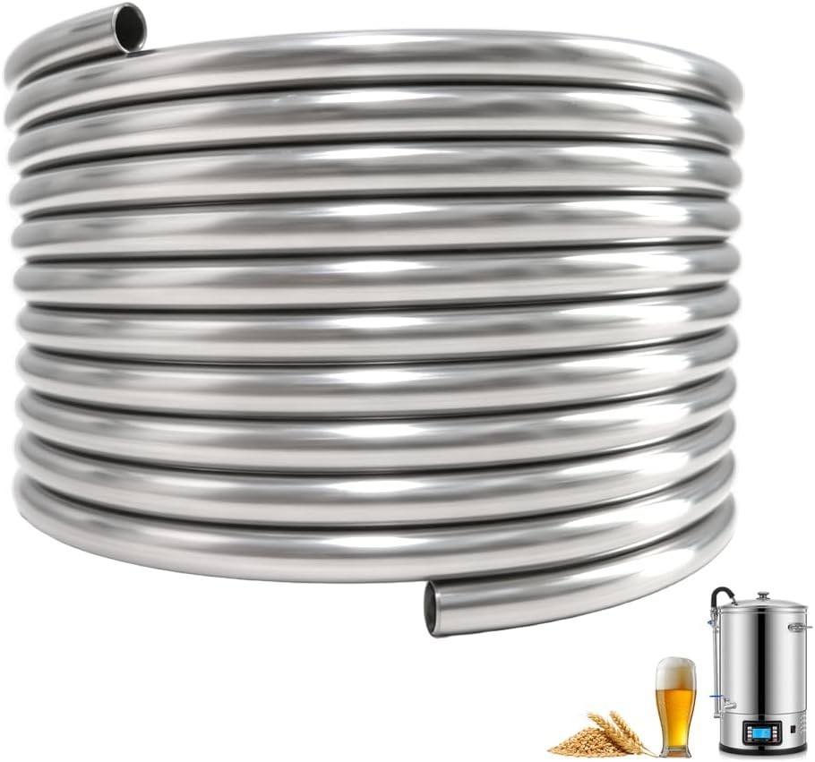 1/2″ x 25Ft 304 Stainless Steel Tubing Coil, Food Grade Welded Immersion Wort Ch