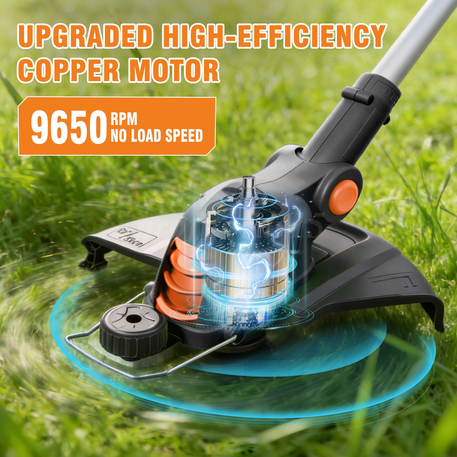 Electric Cordless Grass String Trimmer Lawn Edger Weed Cutter&2 Battery&1Charger