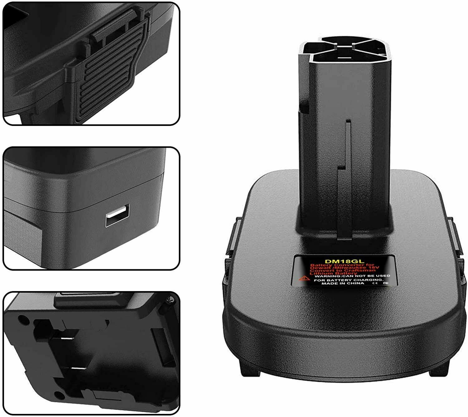 Battery Adapter For DEWALT For Milwaukee To For Craftsman 19.2V Tools USB Port