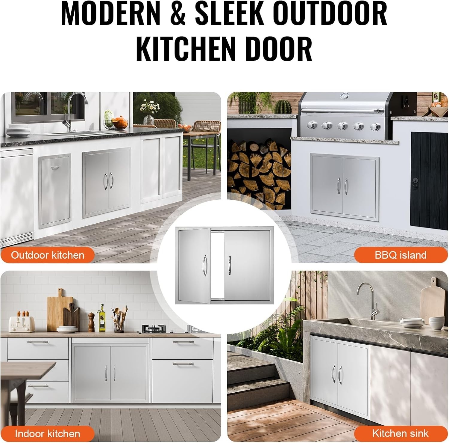 Modern 31W x 24H BBQ Access Door in Stainless Steel, Ideal for Grilling Stations