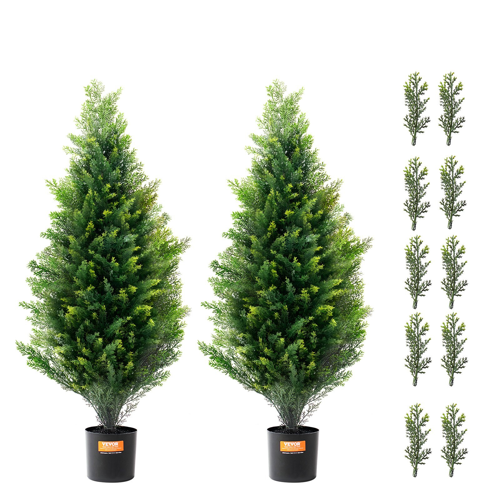 VEVOR Artificial Cedar Topiary Tree, 36 inch Tall (2 Pieces), with Extra Leaves