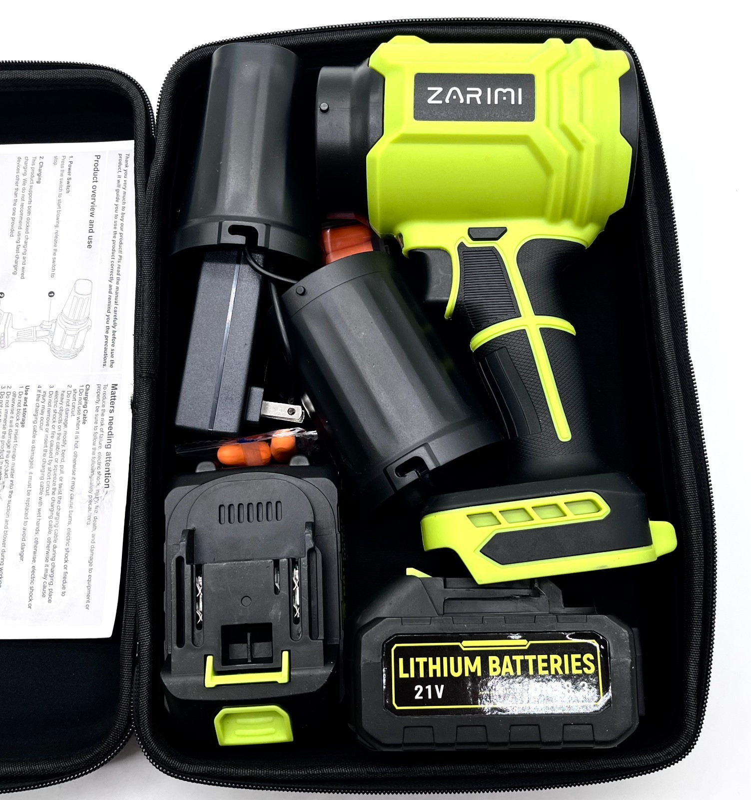 ZARIMI Cordless Handheld Blower 21V Dual Battery Electric Air Duster Leaf Blower