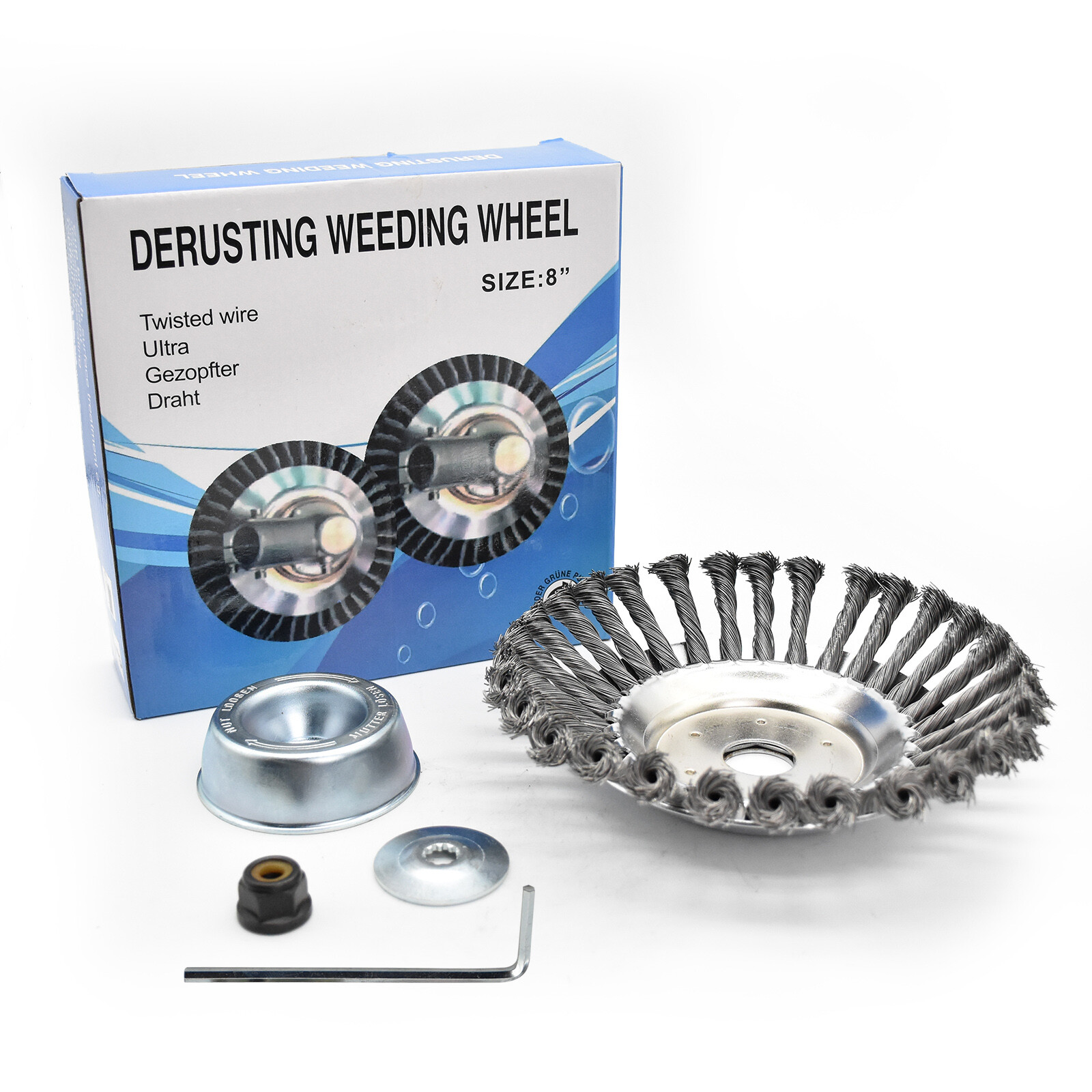 6 8 10 inch Steel Wire Wheel Brush Cutter Weed Eater Trimmer Head w/ Adapter Kit