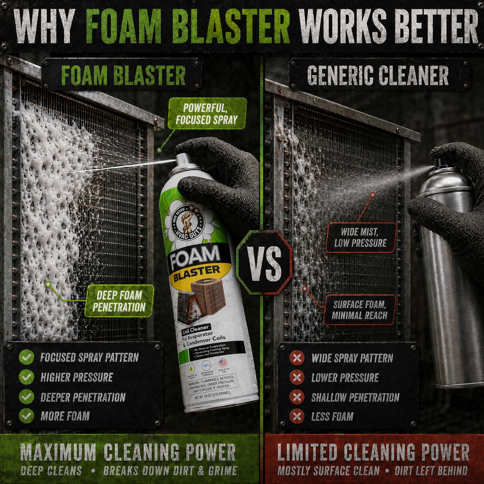 HVAC Guys Foam Blaster – Coil Cleaner & Deodorizer for HVAC & Automotive Filters