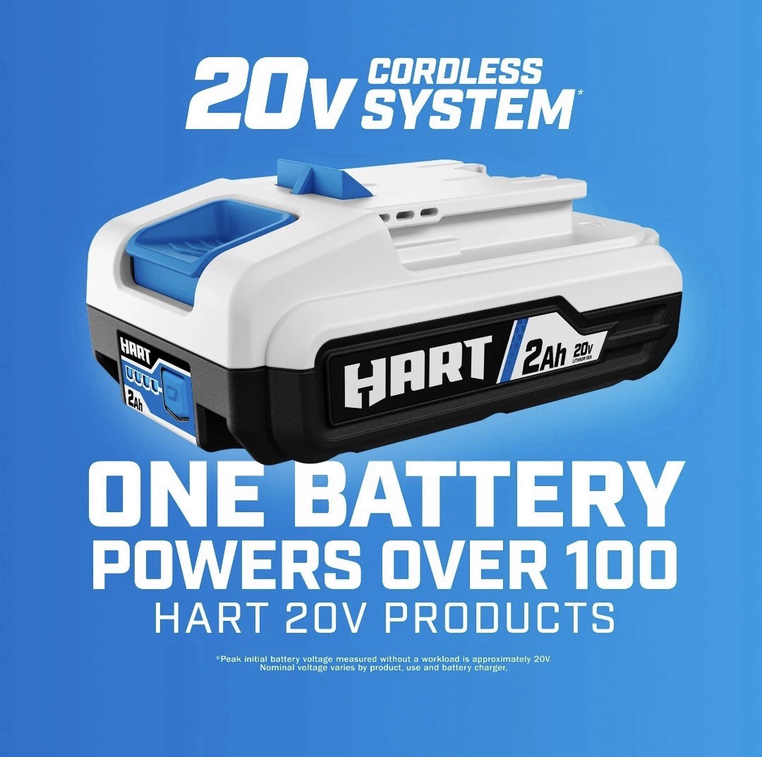 HART 20-Volt 2-inch 18-Gauge Battery-Powered Brad Nailer Kit, 1.5Ah Battery