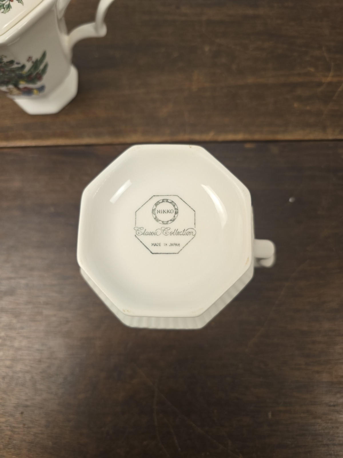 3pc VTG Nikko Classic Collection Ironstone Christmas Octagon Sugar & Creamer/Lid