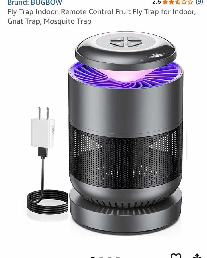 BUGBOW Indoor Fly Trap Mosquito Gnat Fruit Fly Insect Catcher Remote Control