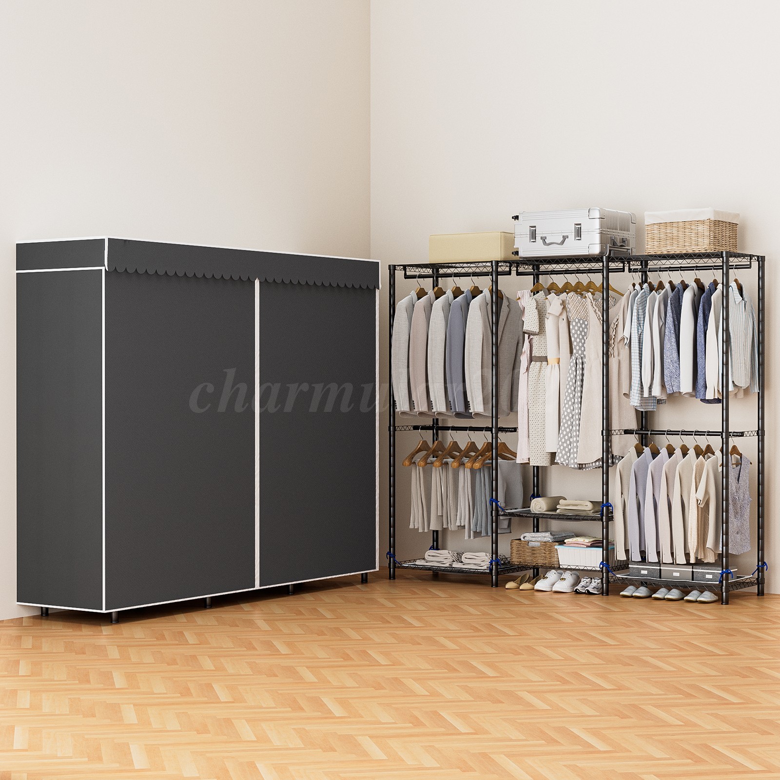 Heavy Duty Garment Rack Large Clothes Rack Freestanding Closet Clothing Shelves