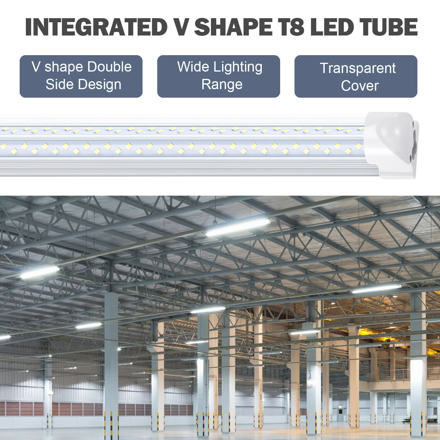 12Pack 8FT 120W LED Tube Light Fixture T8 LED Shop Light Warehouse Garage Light