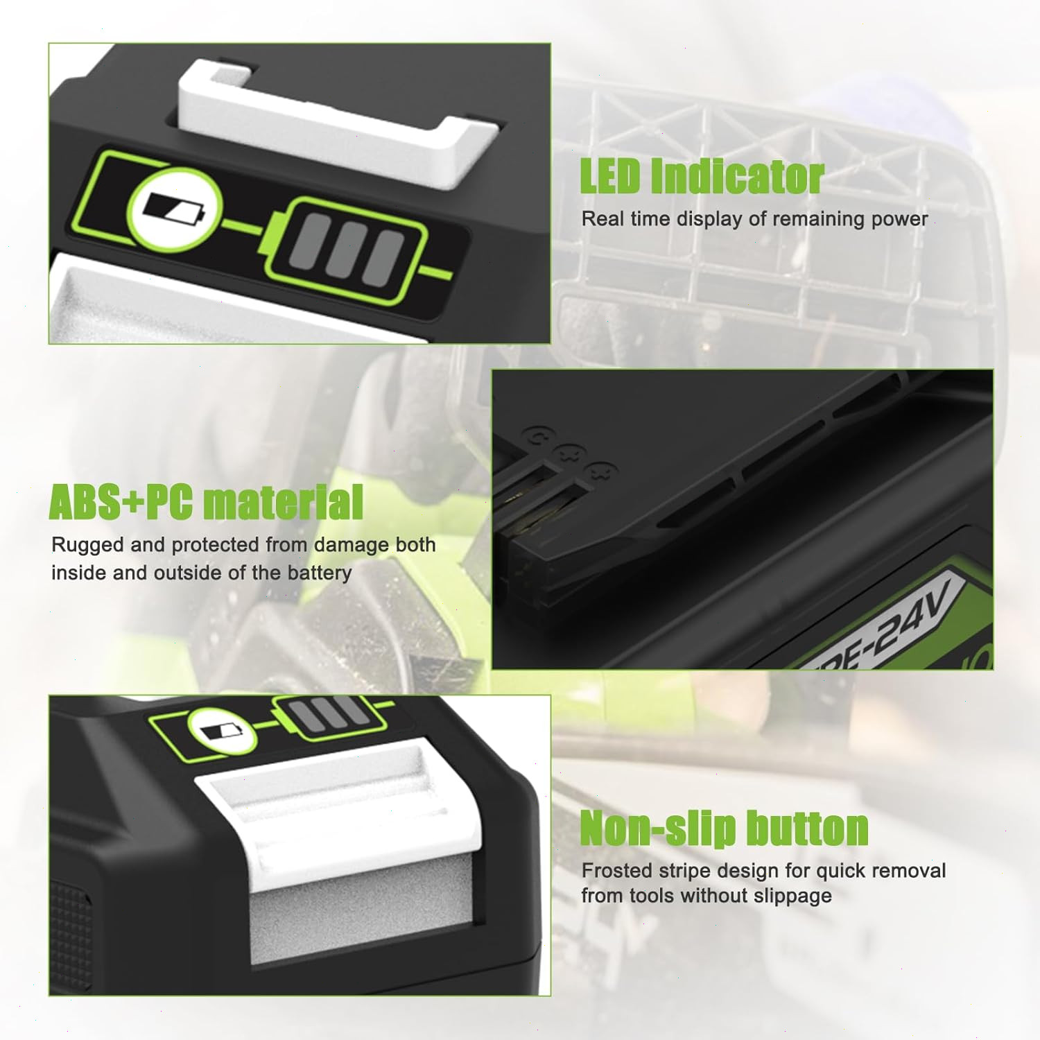 24V 12.0Ah Batteries Replacement for Greenworks 24V Battery Model 29842 29852