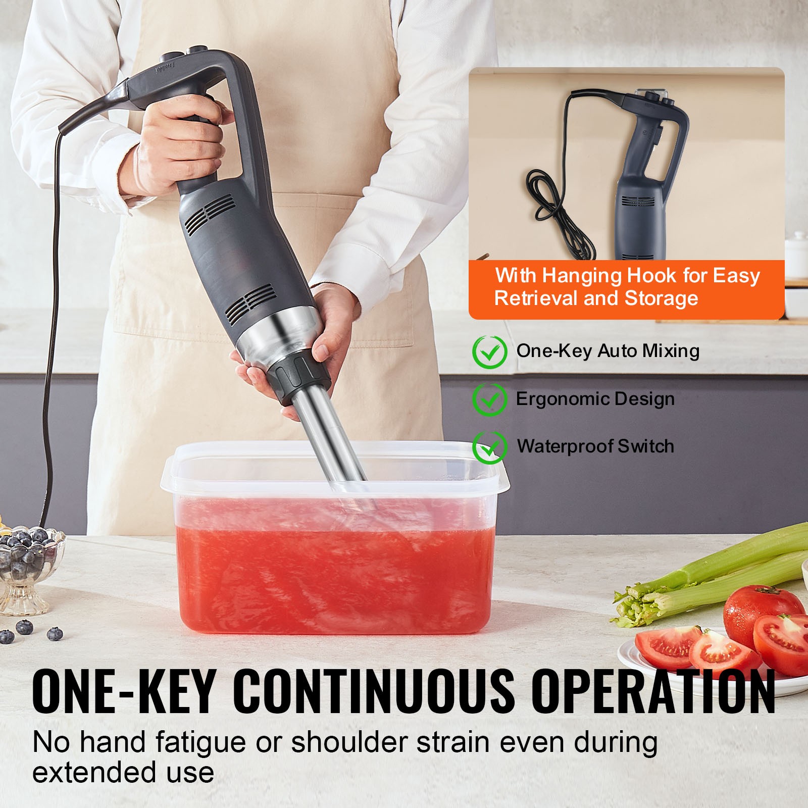Commercial 350W/500W/750W Immersion Blender Heavy Duty Hand Mixer Variable Speed