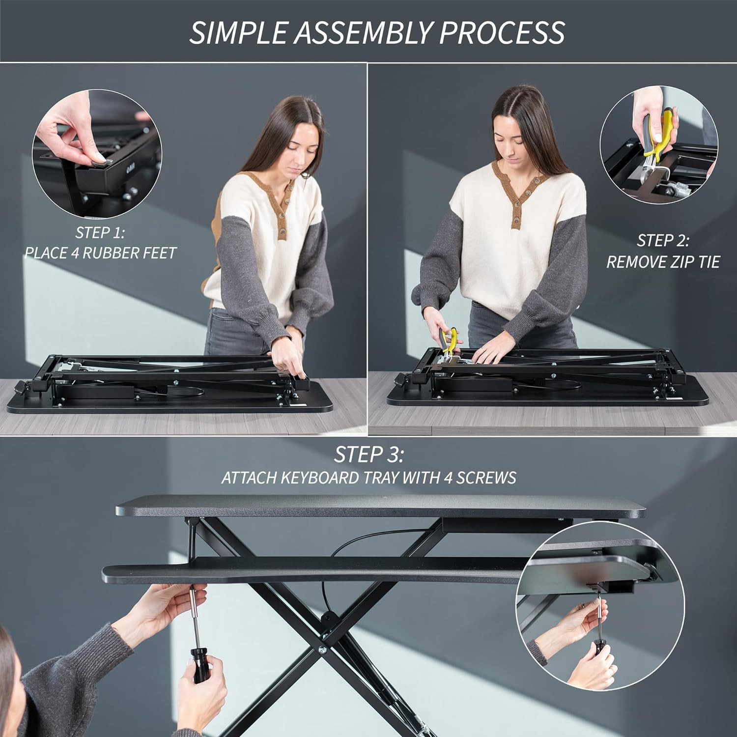 VIVO 32 Inch Desk Converter, K Series, Height Adjustable Sit to Stand Riser, Dua