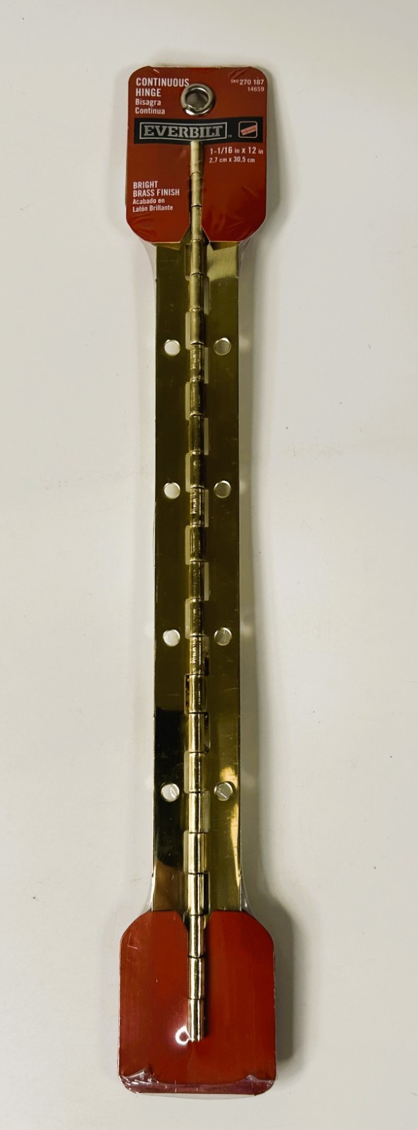 Everbilt 1-1/16 in. x 12 in. Steel with Brass Finish Piano Continuous Hinge