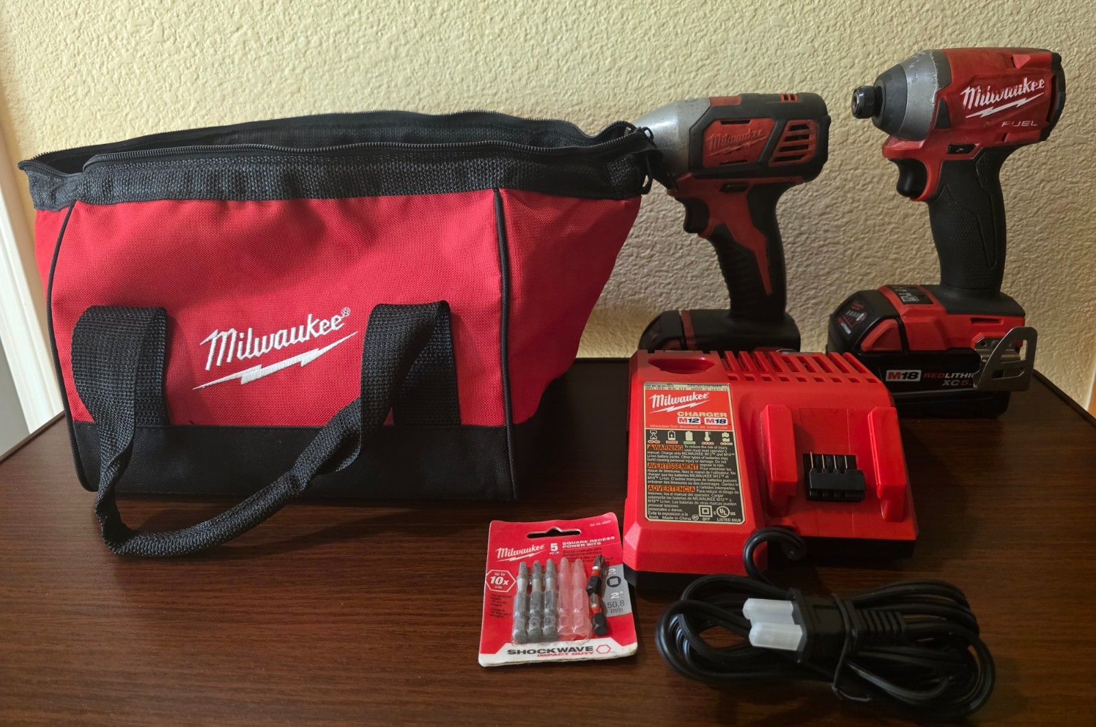 Milwaukee 2656-20 & 2853-20 M18 Impact Driver Kit with Two Battery Charger Bag