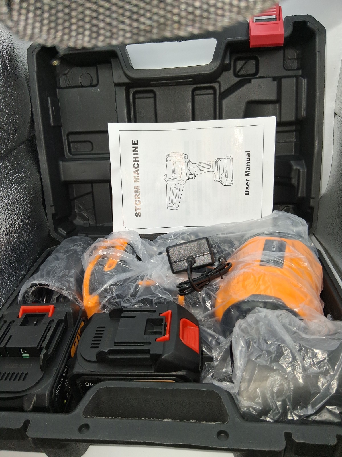 YUQUESEN 21V Handheld Leaf Blower Dual Batteries Turbofan Orange w/ Accessories