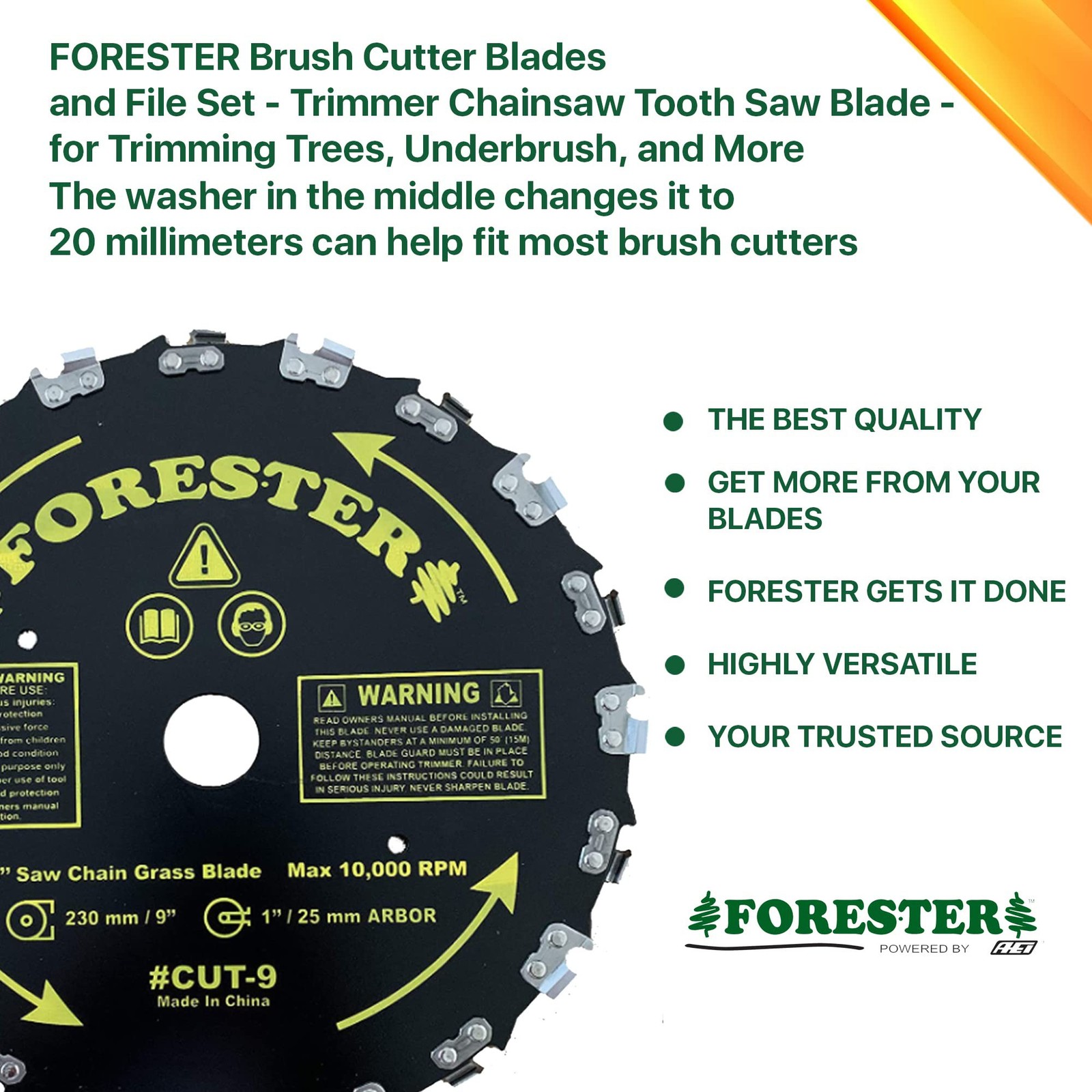 FORESTER 9” Chainsaw Brush Cutter Blade – 20 Tooth Circular Trimmer Saw Blade…
