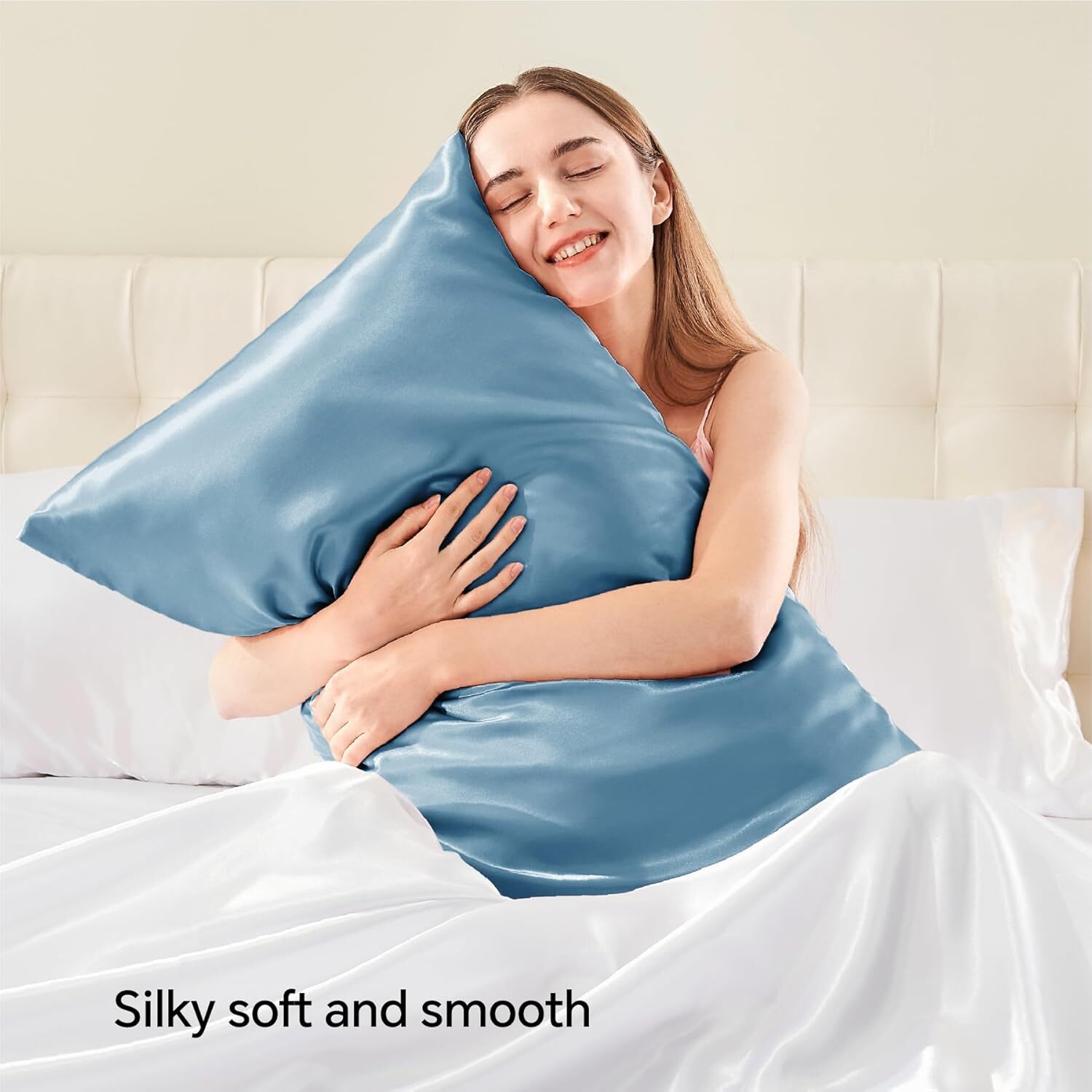 Satin Pillowcase with Zipper 2 Pack Standard Size 20×26 Coral Silk Like Cooling