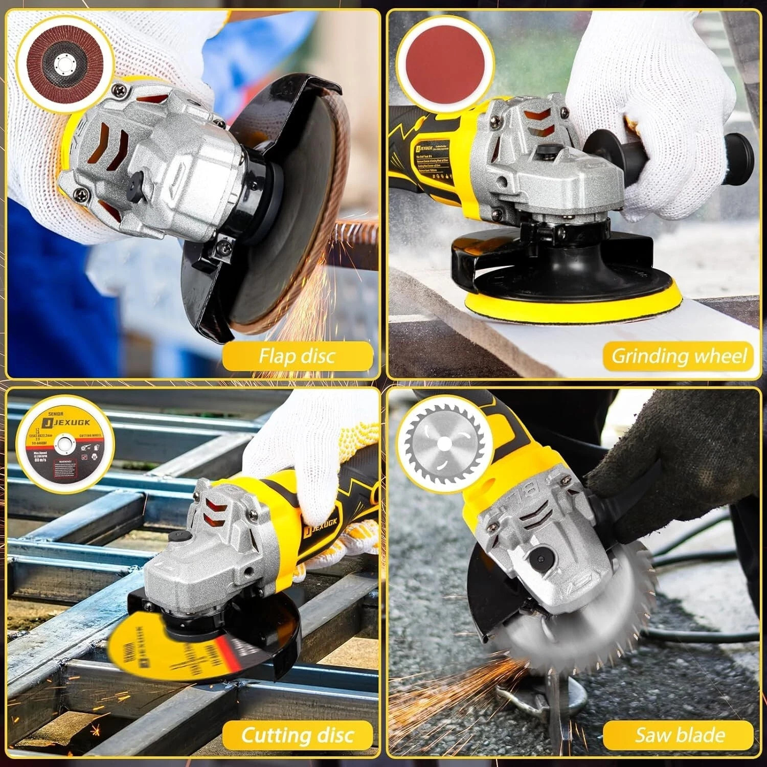 5″ Cordless Angle Grinder Kit Brushless Battery Grinder with 2×6.0Ah Batteries