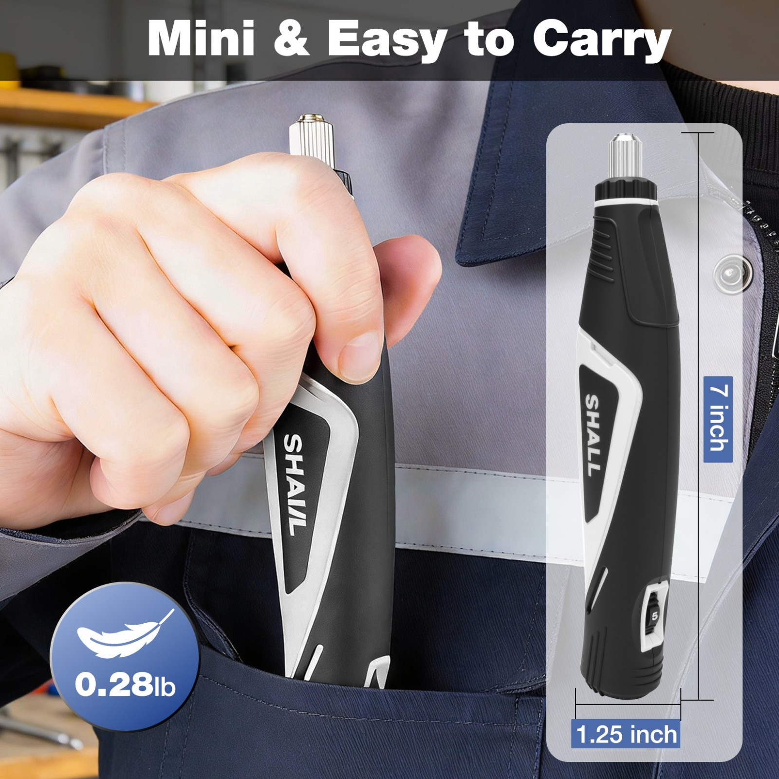 SHALL Mini Pen Sander, 12V Electric Reciprocating Sander with 4 Adjustable Speed