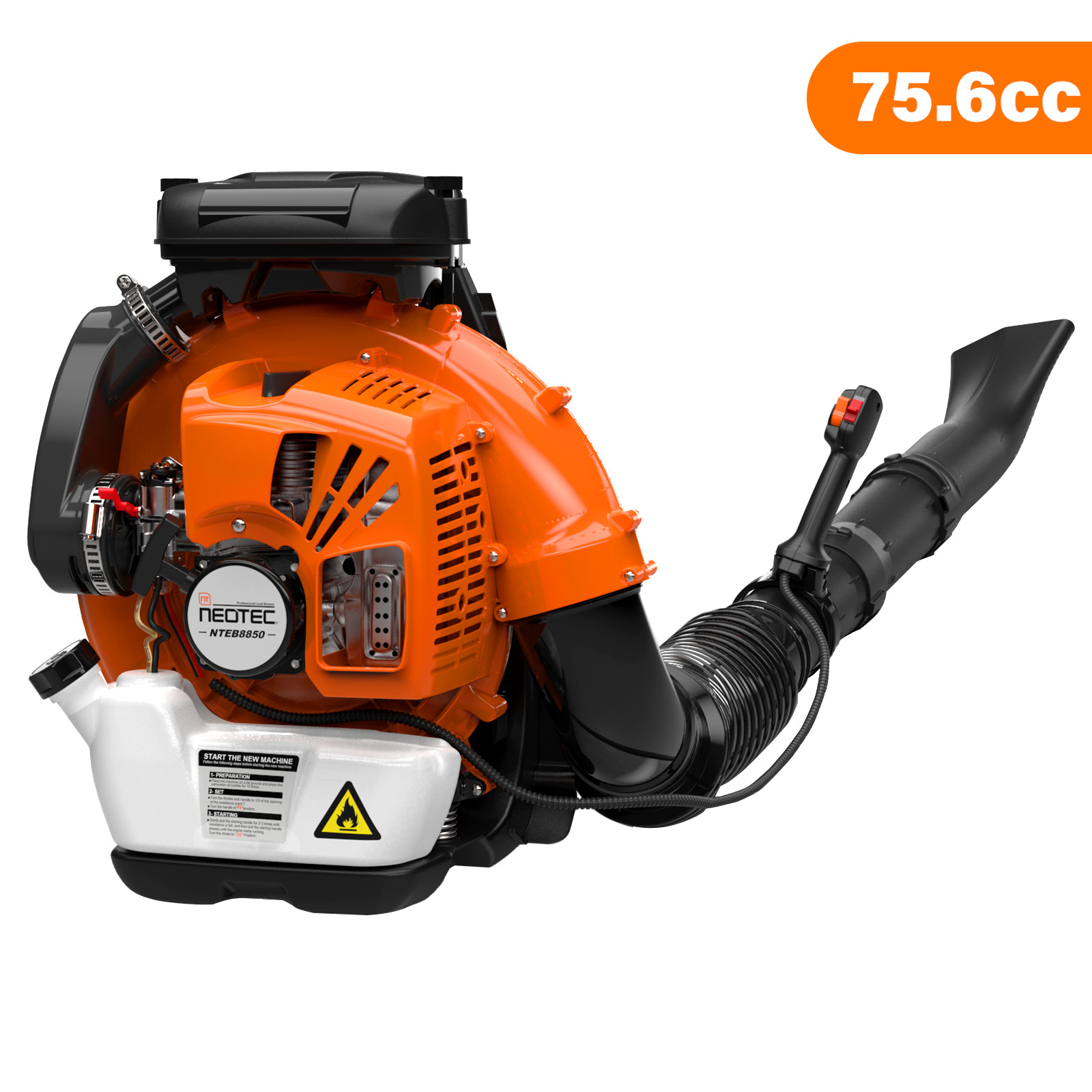 Leaf Blower 75.6CC 2-Stroke Backpack Gas Powered Leaf Blower 236MPH Wind Speed