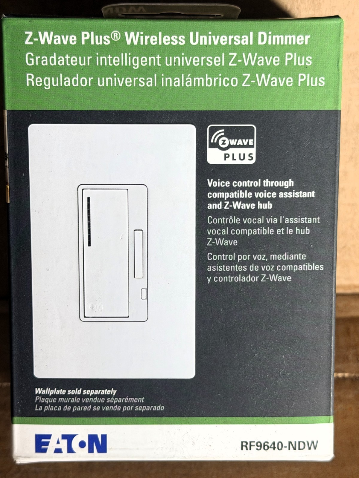 Eaton RF9640-NDW Z-Wave Plus Universal Smart Dimmer Switch Single Pole 3-Way Wht