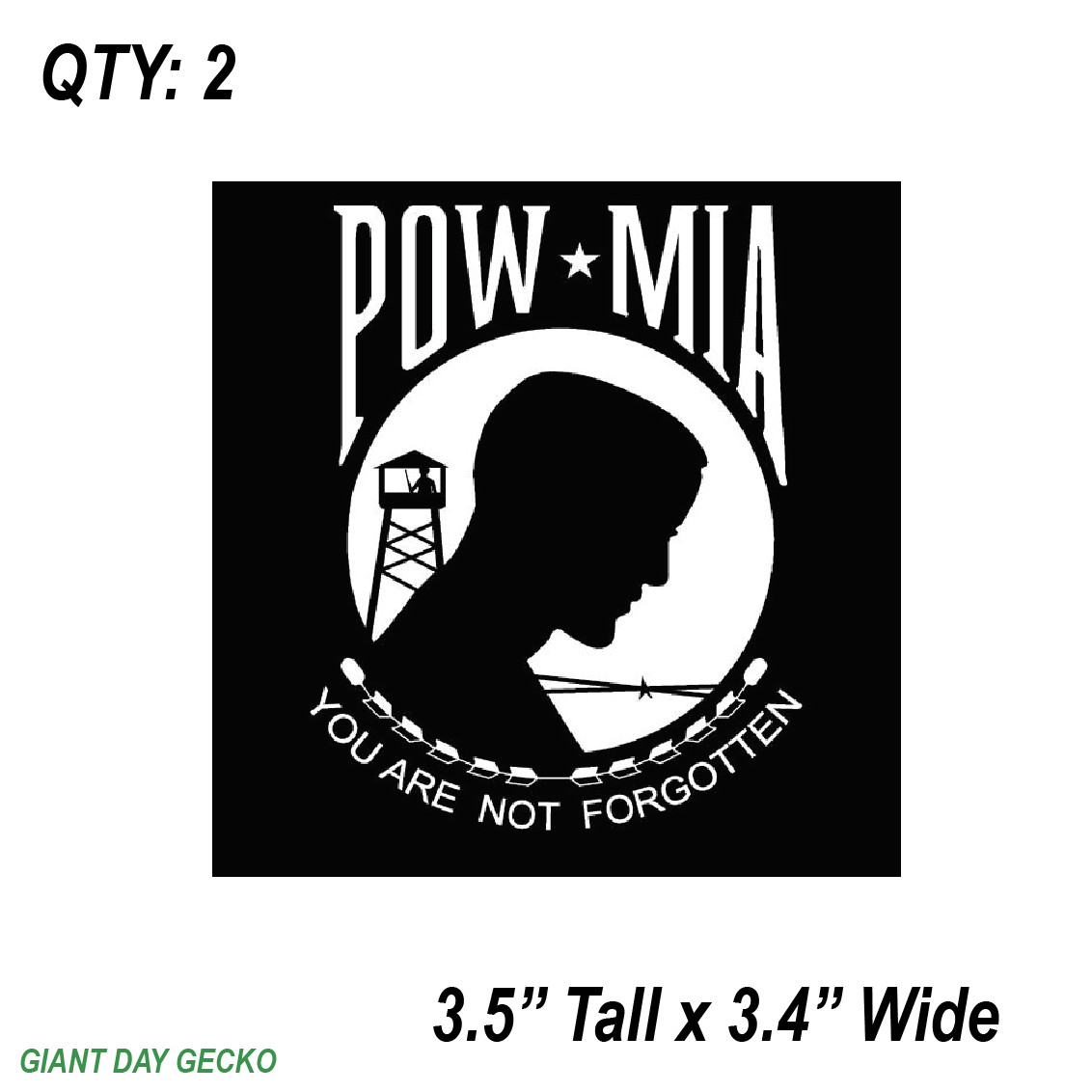(2) TWO POW Vinyl Decal Sticker For Car Laptop Skateboard NEW USA VIETNAM POW