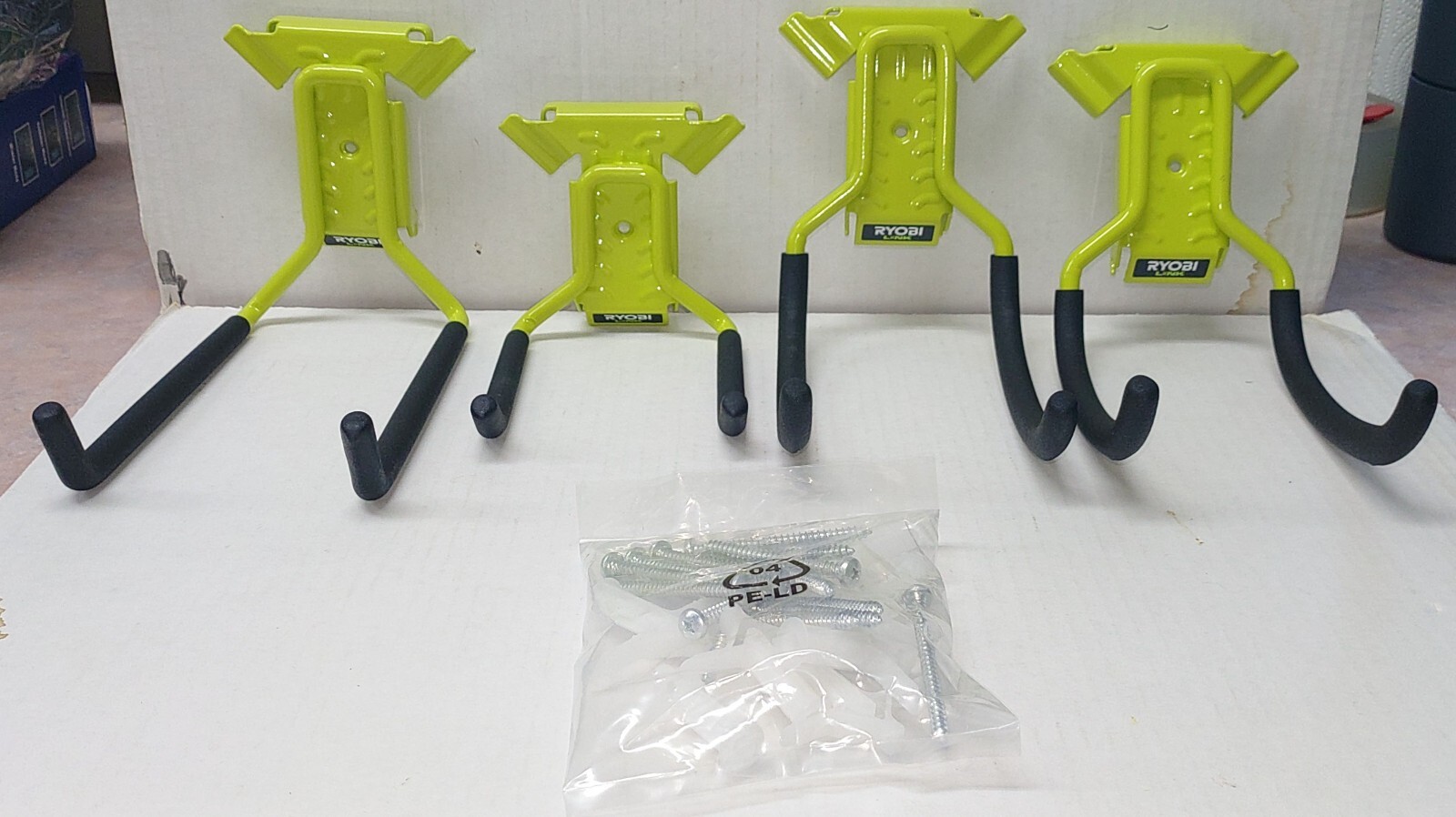 Ryobi Link 4 Piece Modular Storage Wall Mount Utility Hooks Free Shipping