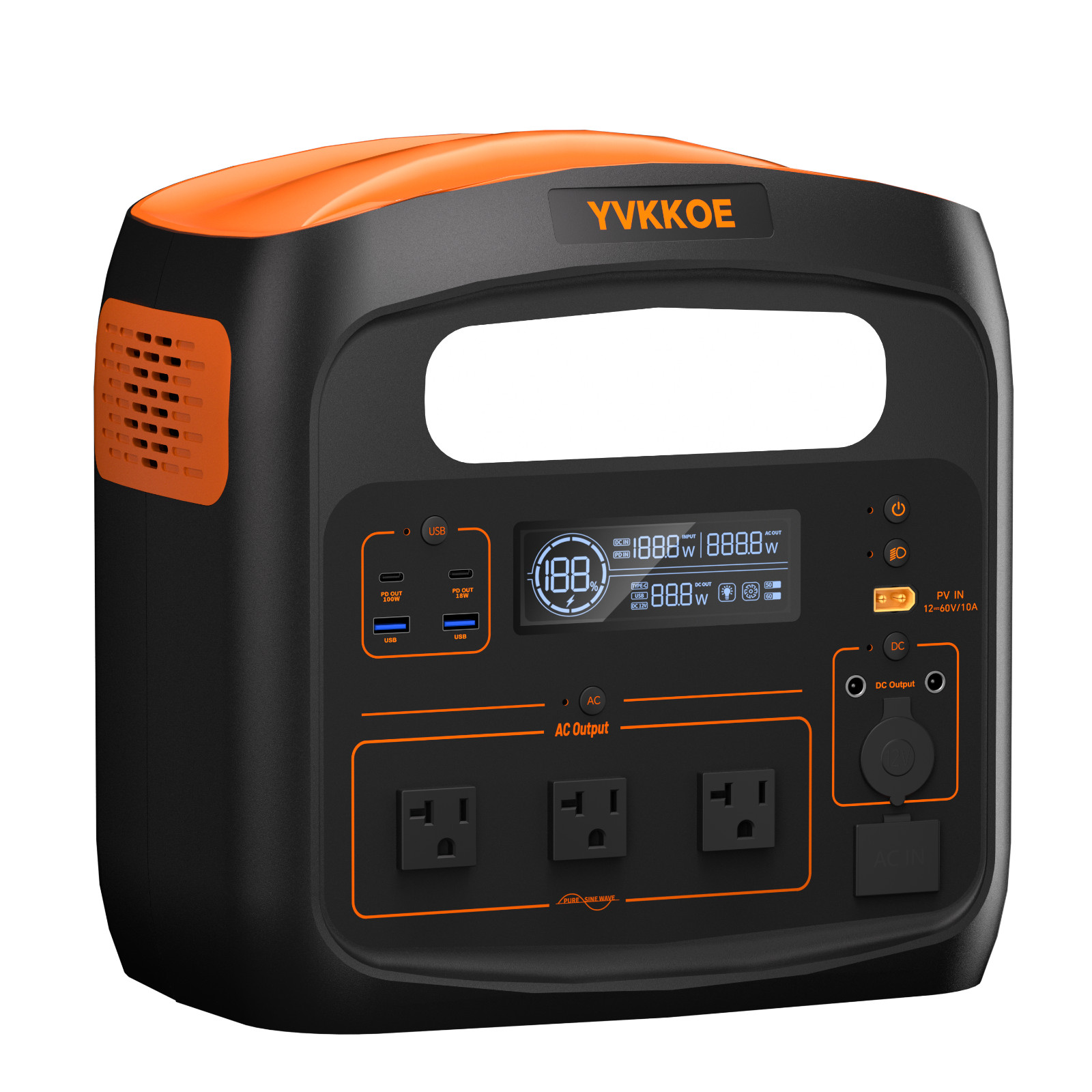 YVKKOE N1200 1800W 1024Wh Power Station Generator for Power Outage Travelling