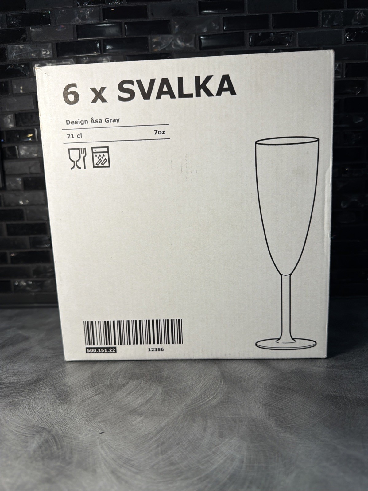 IKEA Swedish Champagne Flute Clear Glass 6 pack 500.151.22 Tall Slender Åsa Gray