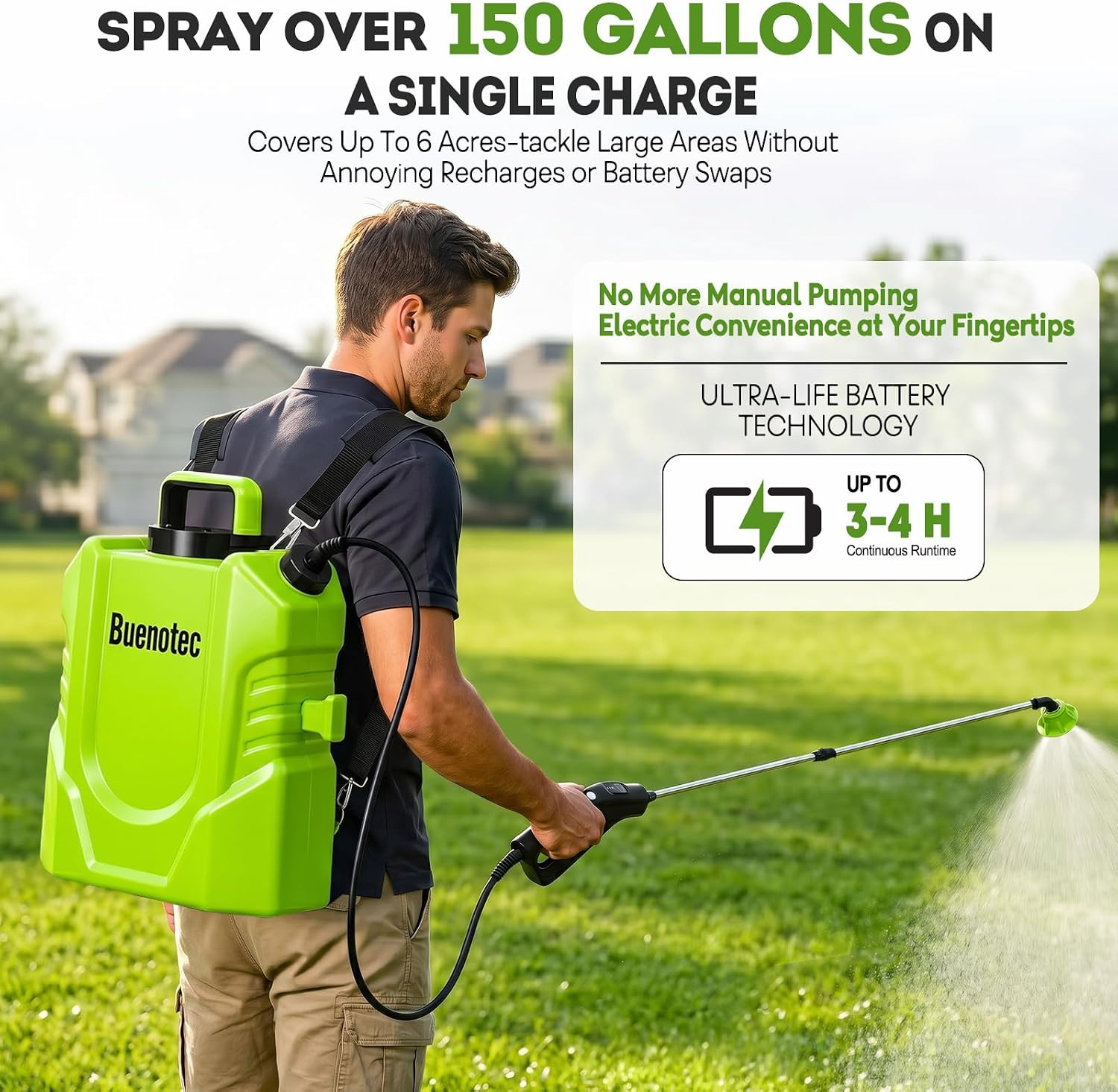 Battery Powered Backpack Sprayer 4.2 Gallon 100 PSI Electric Garden Sprayer | 3