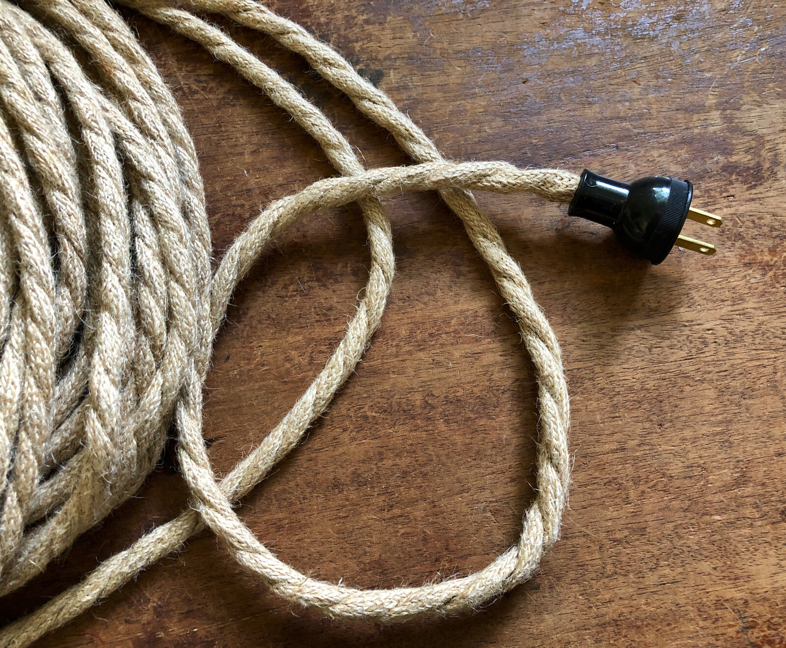 Natural Jute Rope Electrical Cord – Rustic Style Hemp Covered Lamp/Pendant Wire