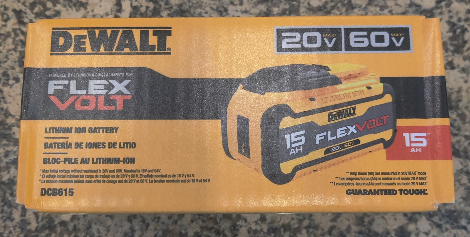 2026 DATE CODES – NEW DEWALT DCB615 20V/60V FLEXVOLT 15 AH BATTERY