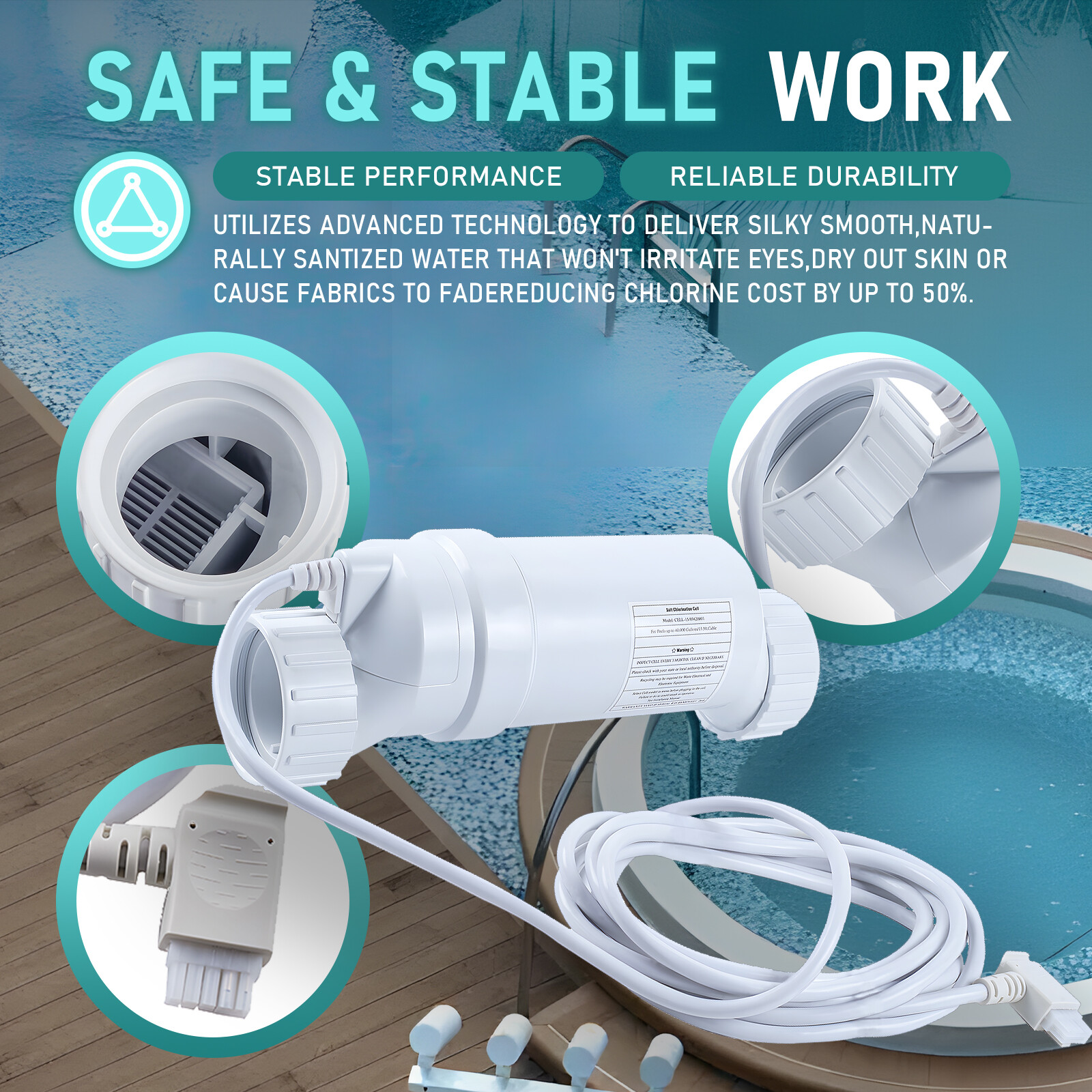Salt Water Pool chlorinator System 40000 Gallon For Hayward Turbo Cell T-15