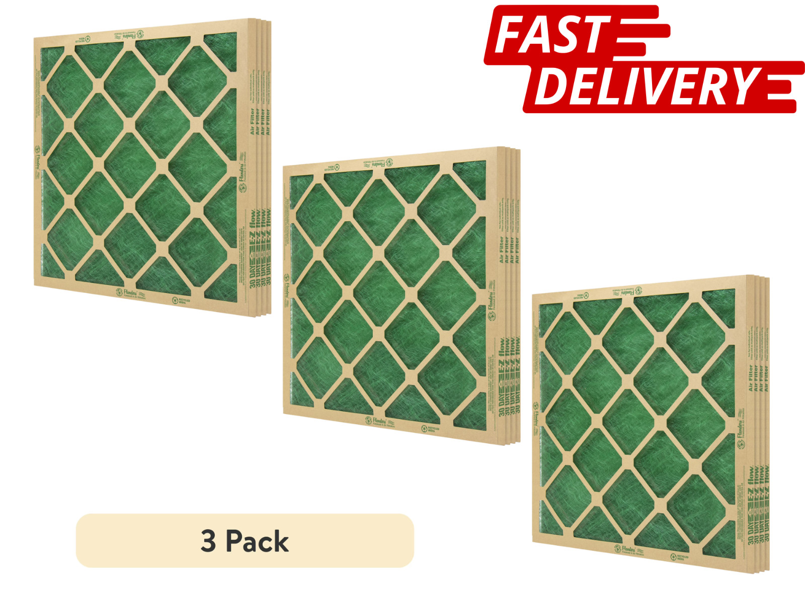(12 Filters) Flanders Precisionaire Nested Glass Air Filter 14″ x 25″ x 1″ Green