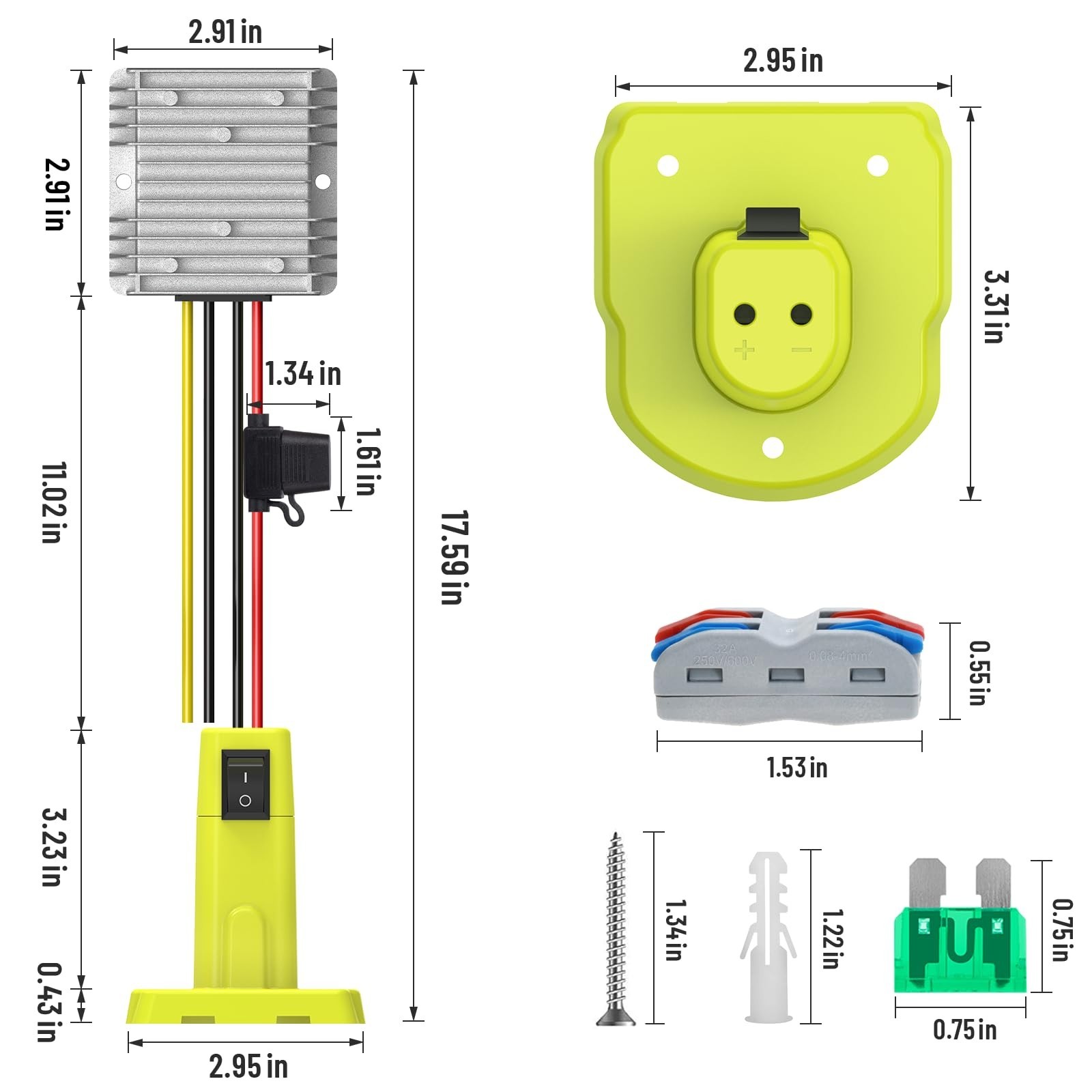 DC 18V To 12V Step Down Converter Compatible with Ryobi 18V Battery Adapter