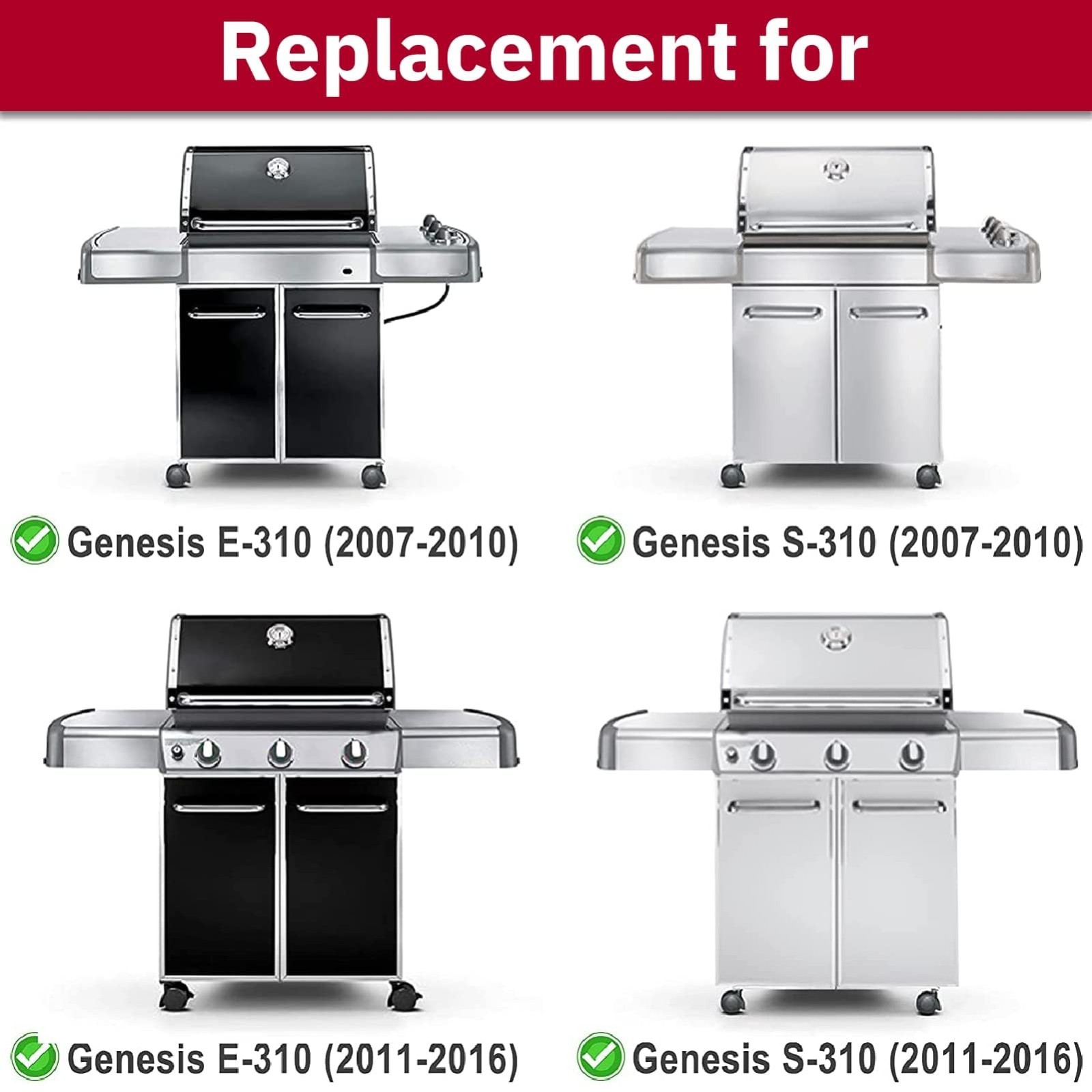 For Weber Genesis 300 Series 7524 7528 19.5″ Grill Grates Replacement Cast Iron