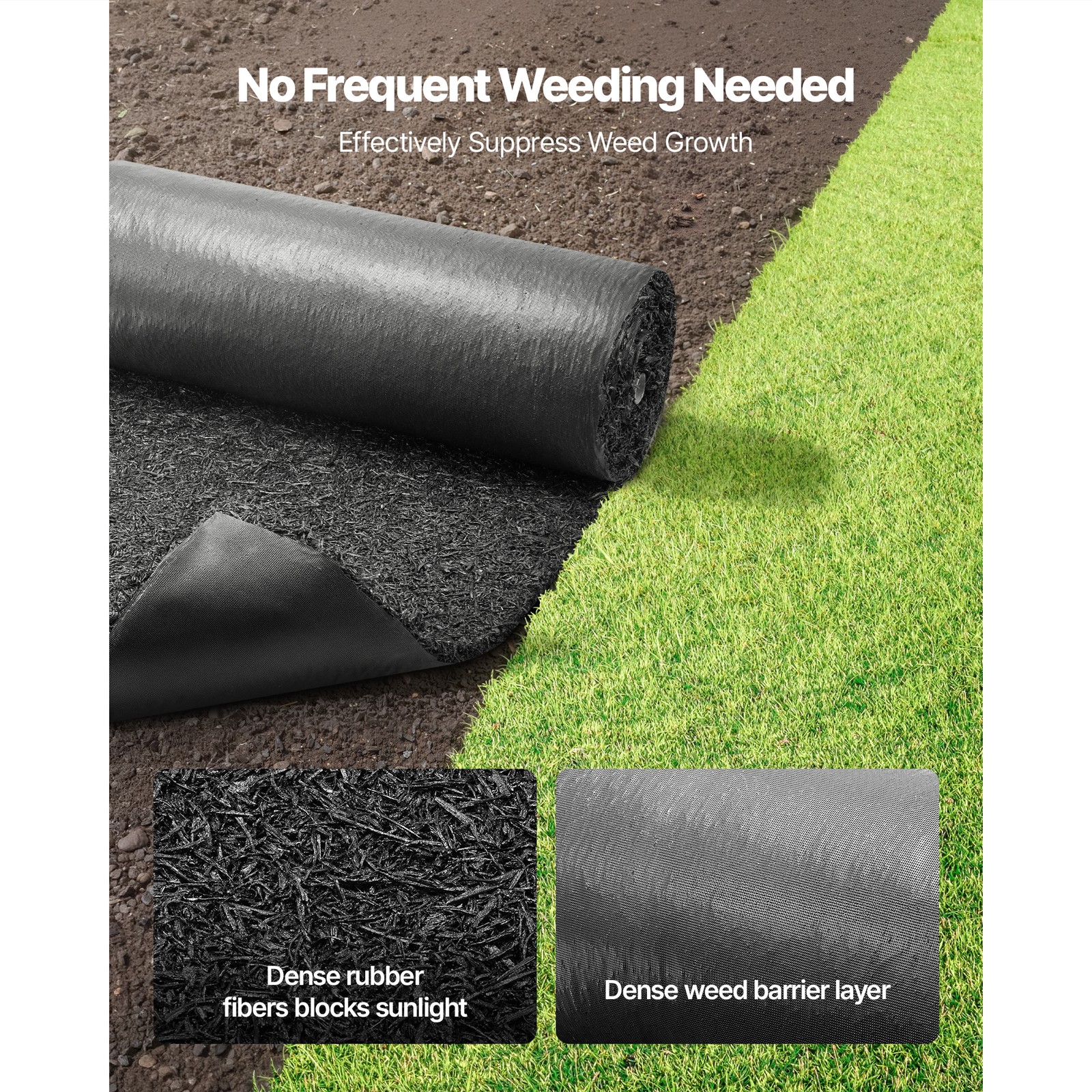 Uimoso Rubber Mulch Roll 96 x 24in for Landscaping Garden Pathway Mat 2 Rolls