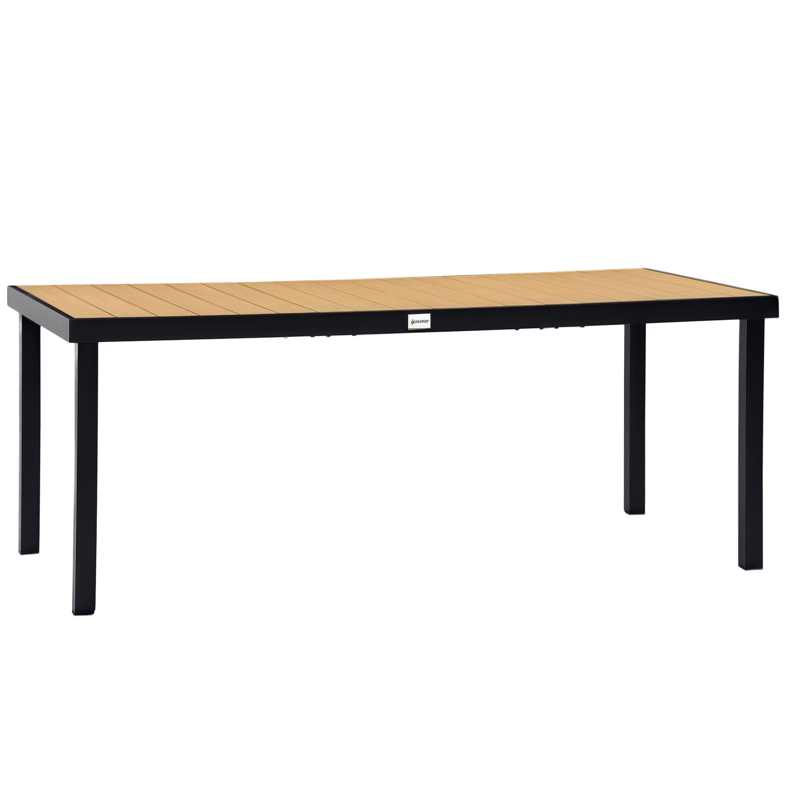 75x35in Outdoor Dining Table for 8 Aluminum Faux Wood Patio Table Natural
