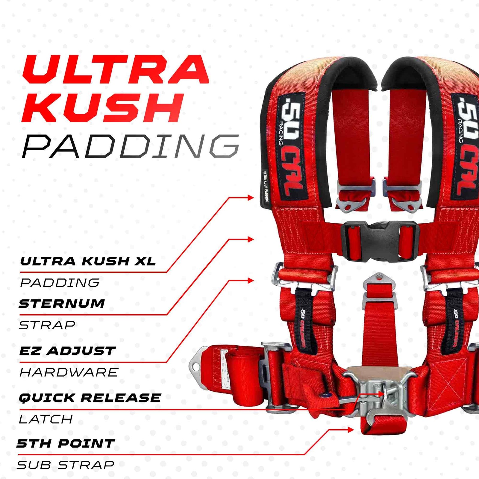 1pc Red 5 Point Harness for Bucket Seat, Latch Release, Racing Harness 5 poin…