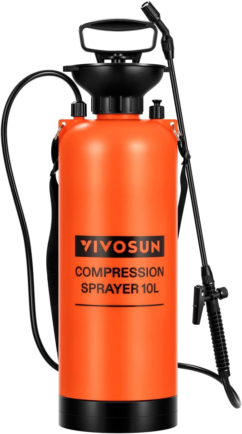 2.64-Gallon Pressure Sprayer with Adjustable Strap for Garden and Cleaning
