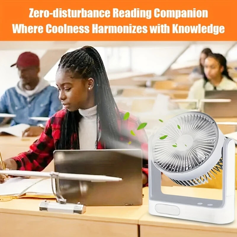 8 INCH Rechargeable Fan 30 dB With solar panel, Variable Speed and 2 Free bulbs
