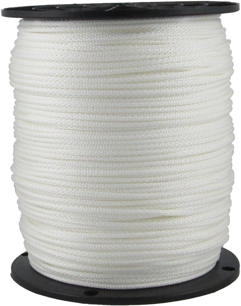1/8″ White Polyester Rope, Solid Braid Dacron Utility Rope, 1000 Ft Spool, Low S